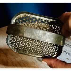 Antique Tin Hand-held Grater with unusual grater pattern, circa 1920
